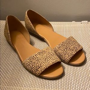 Calf Hair Peep-Toe Flats